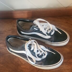 Women's Vans Old School Black Suede and White Sneakers